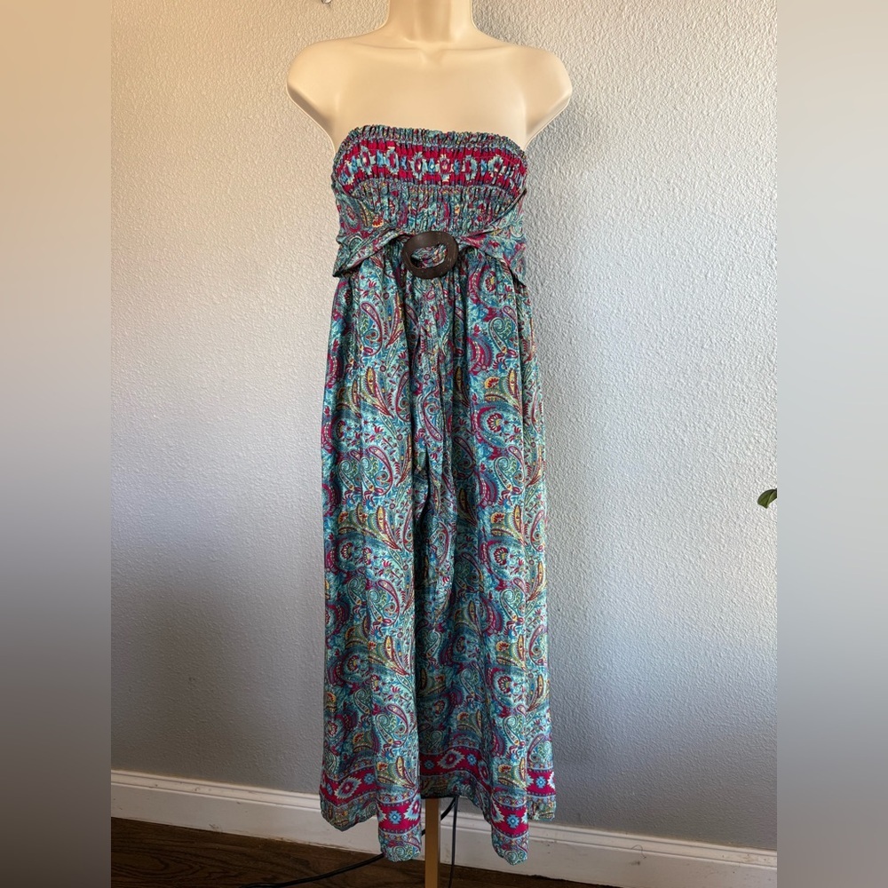 Strapless Smocked Boho Dress One Size Light & Flowy